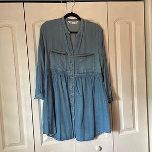 Zara Mini Denim Shirt Dress